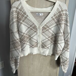 Hollister Cream and Tan Cardigan